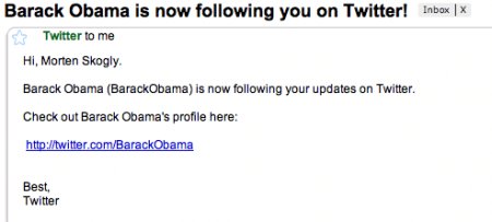 Gmail - Barack Obama is now following you on Twitter! - morten.skogly@gmail.com